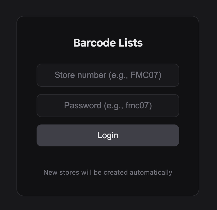Barcode Lists