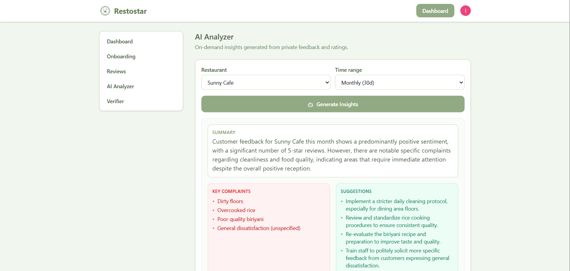Restostar AI-powered sentiment analysis pipeline